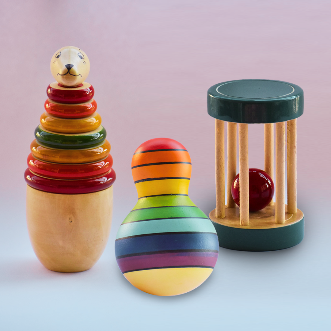 Looby loo kangaroo stacker, Ball roll jhunjhuna and Rainbow rolly poly