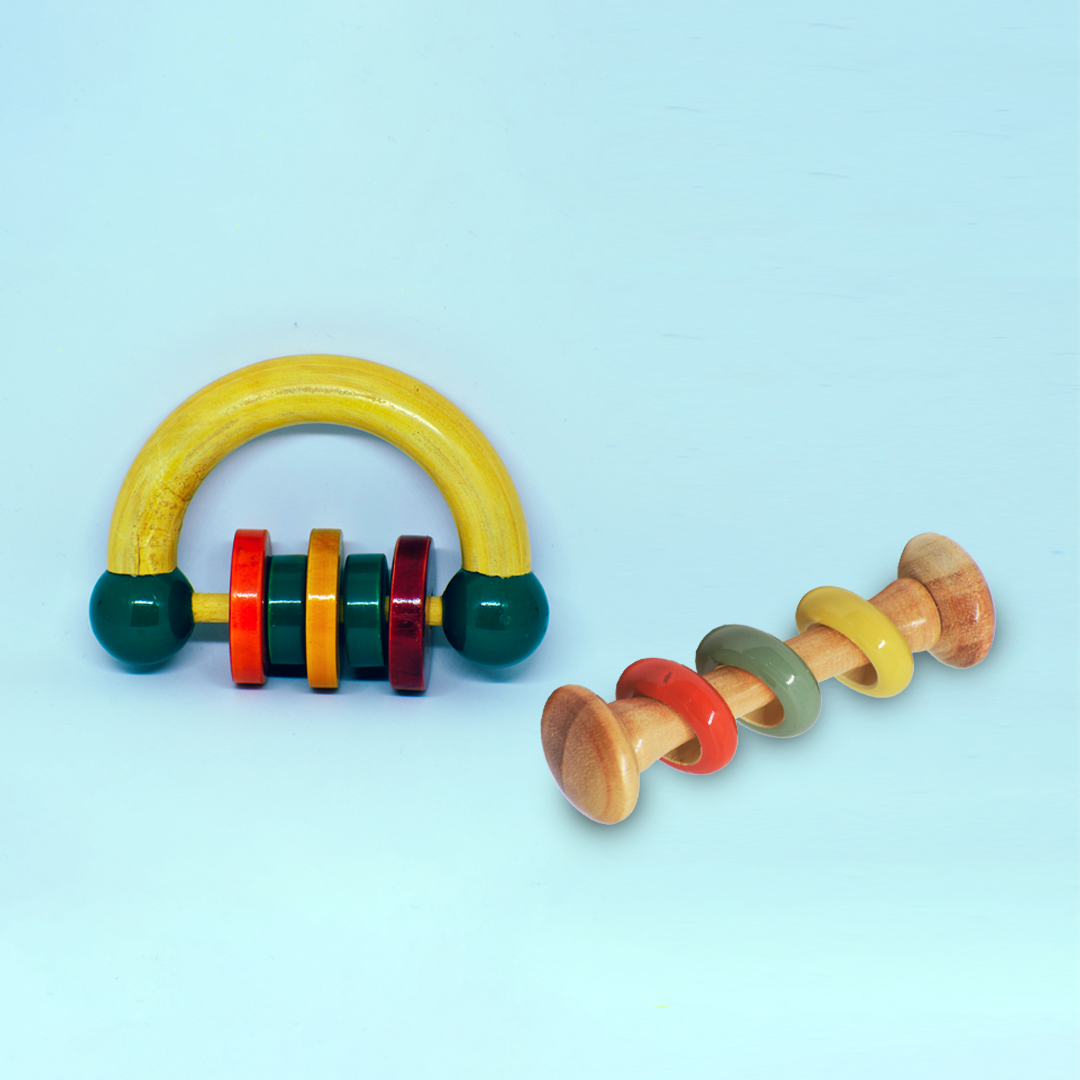 Dum-bell ring rattle and Half- moon Grip Rattle