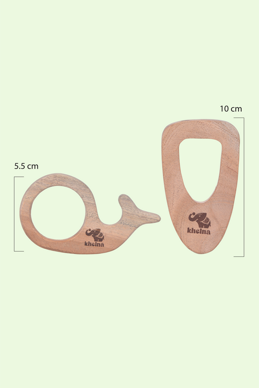 Half- moon Grip Rattle, Dum-roo ring rattle and Dolphine & Triangle teether